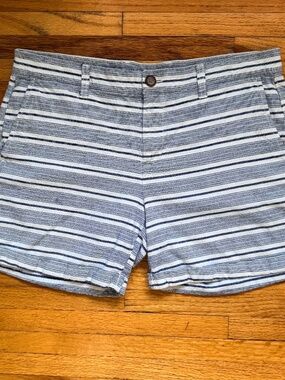 🤍 Blue & White Striped Linen-Blend Shorts